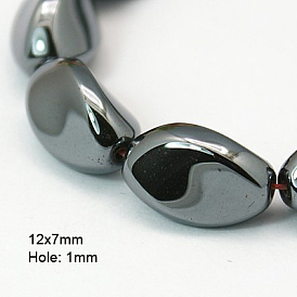 Non-magnétiques perles d'hématite synthétique brins, torsion, 12x7mm, Trou: 1mm