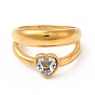 Chapado de iones (ip) 304 anillos de dedo de acero inoxidable para hombres y mujeres, anillos de banda ancha de corazón