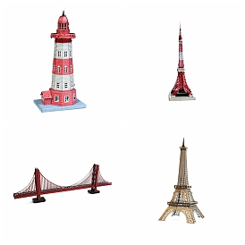 DIY Iron 3D Puzzle Kits, Buildings Assembled Model, for Child, Eiffel Towel/Lighthouse/Ferris Wheel