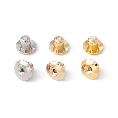 Rack Plating Brass Ear Nuts, Bullet Clutch Earring BacksLong-Lasting Plated, Cadmium Free & Lead Free, Mushroom