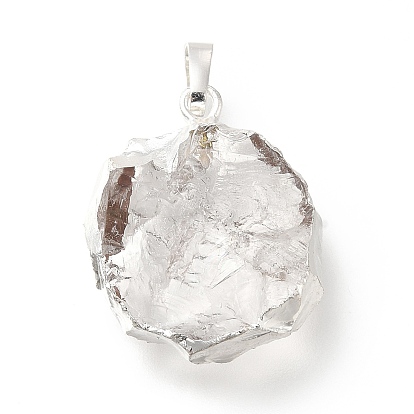 Pendeloques de cristal de quartz naturel, pendentifs en cristal de roche, charmes de fleurs, avec crémaillère en laiton