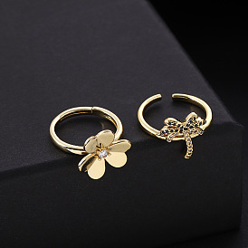 Stylish Minimalist Flower Zircon Ring for Women - European and American Cold Wind Fashion Jewelry