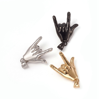 304 Stainless Steel ASL ASL Pendants, Gesture for I Love You