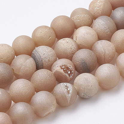 Galvaniser des perles naturelles d'agate altérée géode druzy naturel, givré, teint, ronde