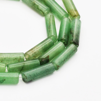 Columnas naturales verdes perlas aventurina hebras, 13x4 mm, agujero: 1 mm, sobre 30 unidades / cadena, 15.7 pulgada
