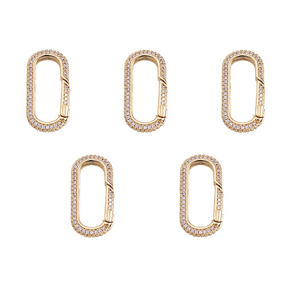 Anneaux de porte à ressort en zircone cubique transparente, anneaux ovales