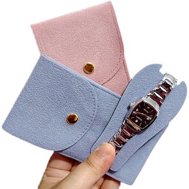Bolsa de almacenamiento de reloj de terciopelo rectangular, caja de reloj portátil color morandi, paquete individual de bolsa de joyería de terciopelo
