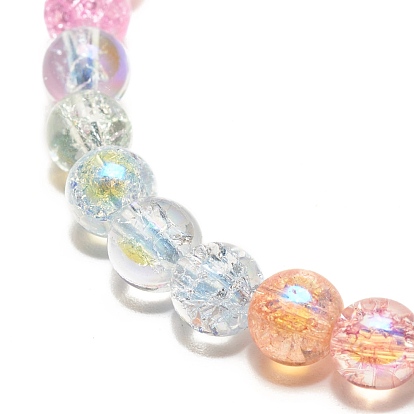Juego de pulseras elásticas con cuentas redondas de cristal crujido brillante, lindas pulseras para mujeres adolescentes