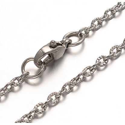 304 Stainless Steel Cable Chain Necklaces, with Lobster Clasps, 29.52 inch(750mm)