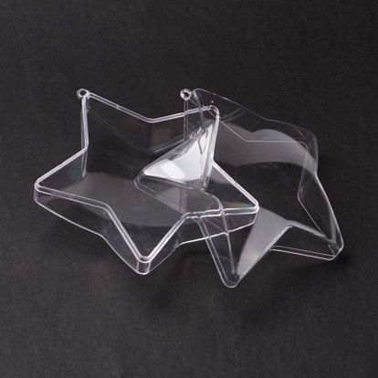 Openable Transparent Plastic Pendants, Fillable Plastic Bauble Christmas Ornament, Star