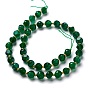 Naturelles agate verte brins de perles, avec des perles de rocaille, teints et chauffée, dés célestes à six faces