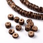 Noix de coco naturelle brins colonne de perles, 5x2~5mm, Trou: 1mm, Environ 134 pcs/chapelet, 15.4 pouce