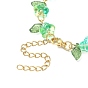 4 piezas 4 conjunto de pulseras de cadena de eslabones de flores con cuentas de vidrio y acrílico de color, oro 304 joyas de acero inoxidable para mujer.