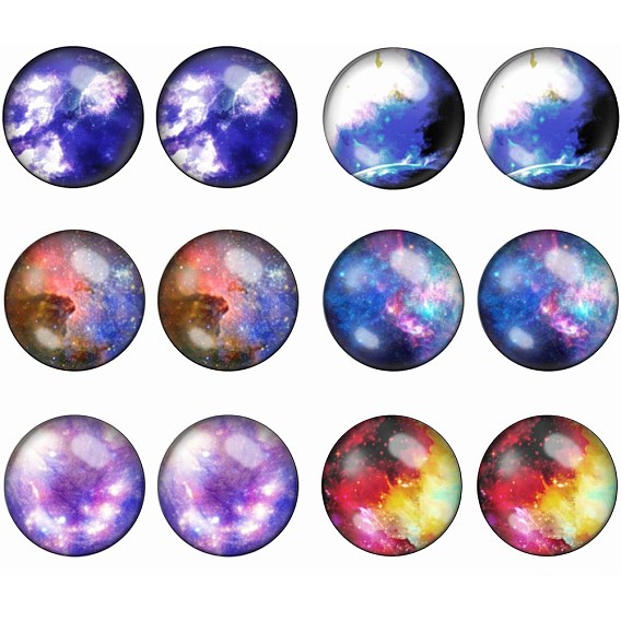Cabujones de cristal sunnyclue, media vuelta / cúpula, patrón de impresión del planeta