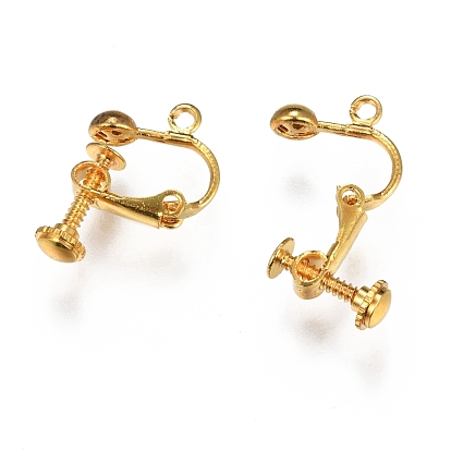 Brass Screw-Back Earring with Loop, Spiral Ear Clip, for non-pierced Ears