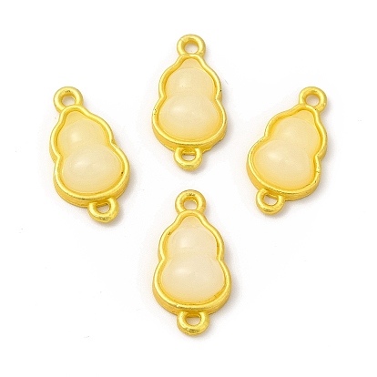 Rack Plating Alloy Connector Charms, with Glass, Gourd Links, Matte Gold Color