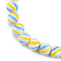 Handmade Porcelain Bead Strands, Famille Rose Style, Round with Stripe Pattern