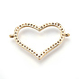 Brass Micro Pave Cubic Zirconia Links, Heart, Clear