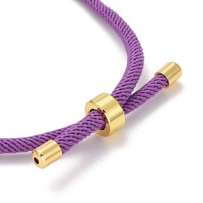 Fabrication de bracelet cordon polyester ajustable, Apprêt en laiton doré plaqué longue durée, sans plomb et sans cadmium