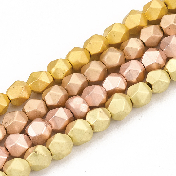 Galvanoplastie non magnétiques hématite synthétique brins de perles, Style mat, facette, ronde