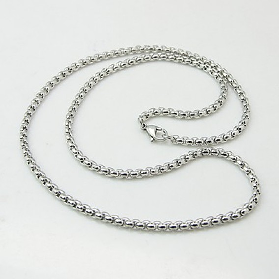 304 chaîne Rolo les colliers en acier inoxydable colliers hommes, avec fermoir pince de homard, 18.89 pouce (48 cm)