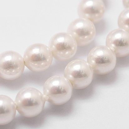 Chapelets de perles nacrées, Grade a, polie, ronde