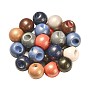 Placage uv perles européennes acryliques opaques, Perles avec un grand trou   , avec de la poudre d'or, ronde
