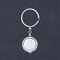 Gemstone Keychain, with Alloy Linking Rings and 316 Surgical Stainless Steel Findings, Flat Round