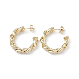 Long-Lasting Plated Brass Stud Earrings for Women, Lead Free & Cadmium Free, Twist Ring