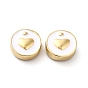 Perles d'émail d'alliage de placage de support, plat et circulaire avec coeur, or
