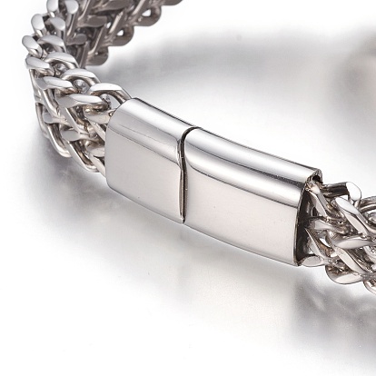 304 Stainless Steel Link Bracelets, with Magnetic Clasps, Lion Head