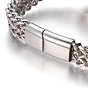 304 Stainless Steel Link Bracelets, with Magnetic Clasps, Lion Head