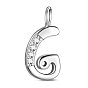 SHEGRACE 925 Sterling Silver Charms, with Grade AAA Cubic Zirconia, For Bracelet Making, Letter G