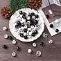 75Pcs 8 Styles Spray Painted Wood Beads Sets, for Jewelry Making, Round & Dog Paw Print, White