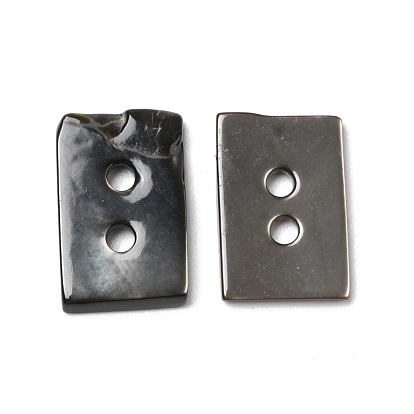 2-Hole Natural Black Lip Shell Buttons, Rectangle