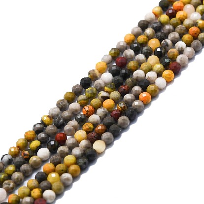 Natural Bumblebee Jasper Beads Strands, Faceted, Round