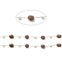 Placage ionique (ip) 316 chaînes de trombones en acier inoxydable chirurgical, avec des perles de pépites de pierres précieuses et des perles de verre, soudé, réel 18 k plaqué or, avec bobine