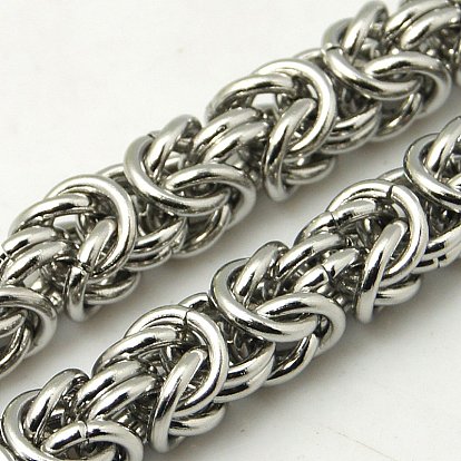 Men's Boys Byzantine Chain Necklaces Fashionable 304 Stainless Steel Necklaces, 22.05 inch(56cm)