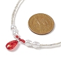 Collier pendentif en forme de larme de verre avec chaînes de perles de graines, 304 bijoux en acier inoxydable