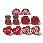 Valentine's Day Theme Printing Wood Stud Earrings for Women, with 316 Stainless Steel Pins