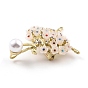 Broche de aleación de bailarina con perla de resina, exquisito pin de solapa de diamantes de imitación para niña mujer, dorado
