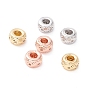 Brass Micro Pave Clear Cubic Zirconia Beads, Long-Lasting Plated, Cadmium Free & Lead Free, Rondelle