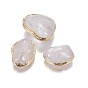 Natural Quartz Crystal Beads, Edge Golden Plated, Nuggets