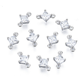 Long-Lasting Plated 925 Sterling Silver Cubic Zirconia Links, Real Platinum Plated, Nickel Free, Rhombus