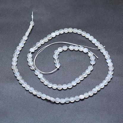 Naturelles perles pierre de lune blanc brins, facette, plat rond