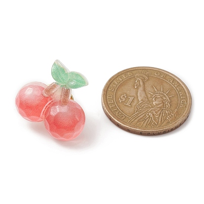 Resin Fruit Brooches, with Iron Pins, Watermelon/Strawberry/Grape