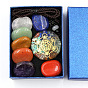7 kits de pierres de cristal de guérison des chakras, y compris 7 pierres de pouce de chakra spirituel roulées et 1 collier