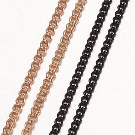 Iron Necklace Making, Twisted Curb Chain, with Alloy Lobster Clasp, 24.45 inch 