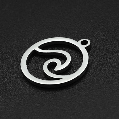 Ion Plating(IP) 201 Stainless Steel Charms, Laser Cut, Ring with Waved