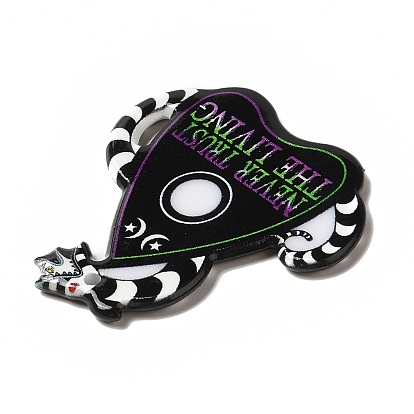 Double-sided Printed Acrylic Pendants, for Halloween, Snake Theme Charm, Talking Board/Coffin/Tombstone Pattern